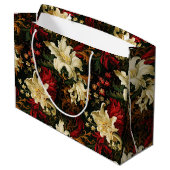 ヴィンテージクリスマスファンタジーフローラルパターン ラージペーパーバッグ (裏面アングル)
