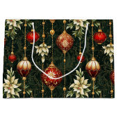 ヴィンテージクリスマスファンタジーフローラルパターン ラージペーパーバッグ (正面)