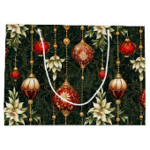 ヴィンテージクリスマスファンタジーフローラルパターン ラージペーパーバッグ (裏面)