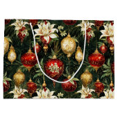 ヴィンテージクリスマスファンタジーフローラルパターン ラージペーパーバッグ (裏面)