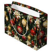 ヴィンテージクリスマスファンタジーフローラルパターン ラージペーパーバッグ (裏面アングル)