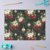 ヴィンテージクリスマスファンタジーフローラルパターン 薄葉紙 (クラフト)