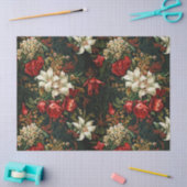 ヴィンテージクリスマスファンタジーフローラルパターン 薄葉紙 (クラフト)