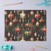 ヴィンテージクリスマスファンタジーフローラルパターン 薄葉紙 (クラフト)