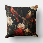 ヴィンテージクリスマスファンタジーフローラ鳥パターン クッション (裏面)