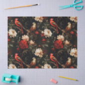 ヴィンテージクリスマスファンタジーフローラ鳥パターン 薄葉紙 (クラフト)