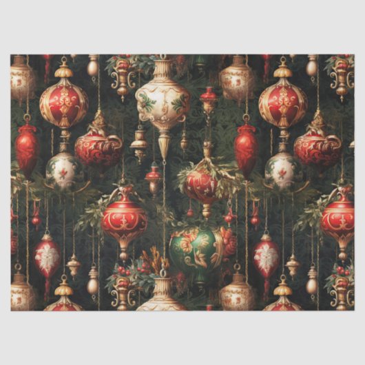 ヴィンテージクリスマスファンタジー 花柄パターン 薄葉紙 (正面)