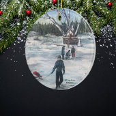 ヴィンテージクリスマスファースト雪の秋 セラミックオーナメント