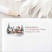 ヴィンテージクリスマスファームハウスシーン ラベル (インサイチュ)