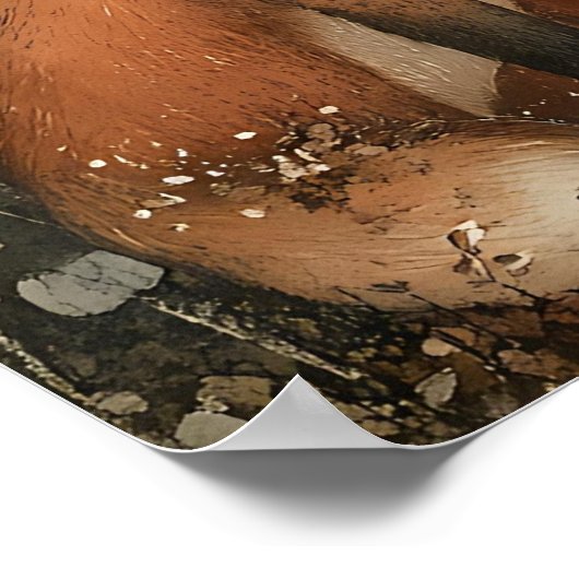 ヴィンテージクリスマスフェアリーとキツネお洒落ホリデイ ポスター (角)