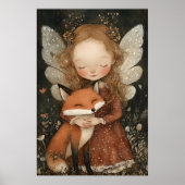 ヴィンテージクリスマスフェアリーとキツネお洒落ホリデイ ポスター (正面)