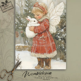 ヴィンテージクリスマスフェアリー&バニーで居心地の良いレッドコート 薄葉紙