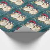 ヴィンテージクリスマスフクロウのパターン ラッピングペーパー (角)