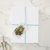 ヴィンテージクリスマスフクロウレッドベリーオーナメントパイン ギフトタグ (より糸付き)