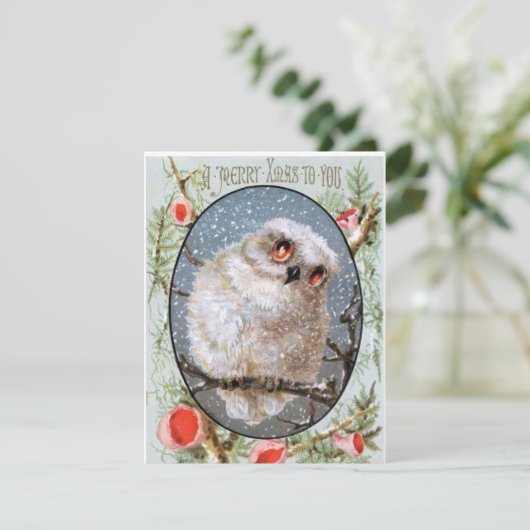 ヴィンテージクリスマスフクロウ シーズンカード (スタンド正面)