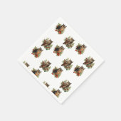 ヴィンテージクリスマスフクロウ スタンダードカクテルナプキン (角)