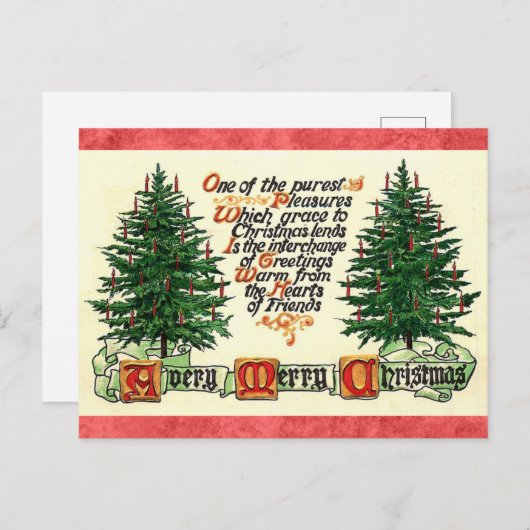 ヴィンテージクリスマスフレンズの友情の挨拶 ポストカード (正面/裏面)
