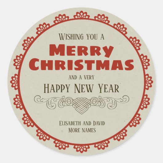ヴィンテージクリスマスフレーム書道デコールCC0943 ラウンドシール (正面)