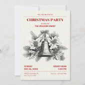 ヴィンテージクリスマスフローラベル 招待状 (正面)