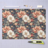 ヴィンテージクリスマスフローラポインセチア&バラ 薄葉紙 (クラフト)