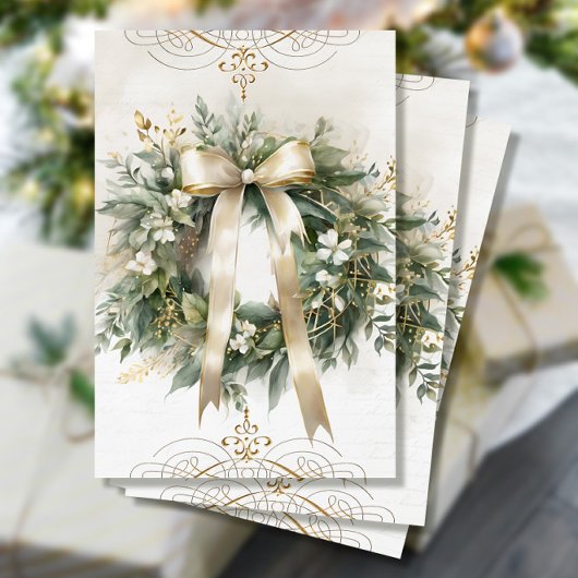 ヴィンテージクリスマスフローラリースエフェメラデクページ 薄葉紙