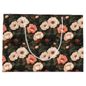 ヴィンテージクリスマスフローラ牡丹ピンク&ダークグリーン ラージペーパーバッグ (裏面)