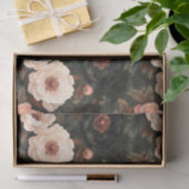 ヴィンテージクリスマスフローラ牡丹ピンク&ダークグリーン 薄葉紙 (ギフト)