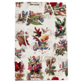 ヴィンテージクリスマスフローラ/音楽と華美文字 ミディアムペーパーバッグ (正面)