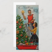 ヴィンテージクリスマスブラックアフリカンアメリカン家族 シーズンカード (正面/裏面)