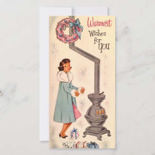 ヴィンテージクリスマスブラックアフリカンアメリカン・ガール シーズンカード (正面)