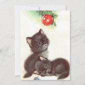 ヴィンテージクリスマスブラックキャッツの木の下 シーズンカード (正面)