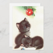 ヴィンテージクリスマスブラックキャッツの木の下 シーズンカード (正面/裏面)