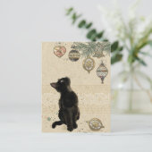 ヴィンテージクリスマスブラックキャットルッキングオーナメント ポストカード (スタンド正面)