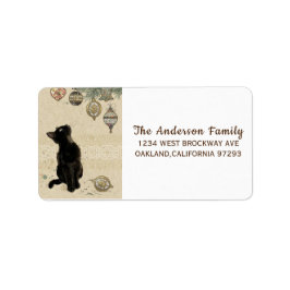 ヴィンテージクリスマスブラックキャットルッキングオーナメント ラベル