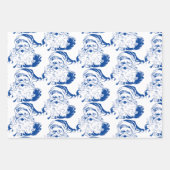 ヴィンテージクリスマスブルーすてきのレトロサンタクロース ラッピングペーパーシート (正面)