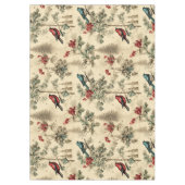 ヴィンテージクリスマスブルージェイ赤モッキンバード テーブルクロス (正面)