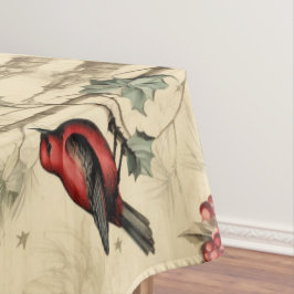 ヴィンテージクリスマスブルージェイ赤モッキンバード テーブルクロス