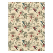 ヴィンテージクリスマスブルージェイ赤モッキンバード テーブルクロス (正面)