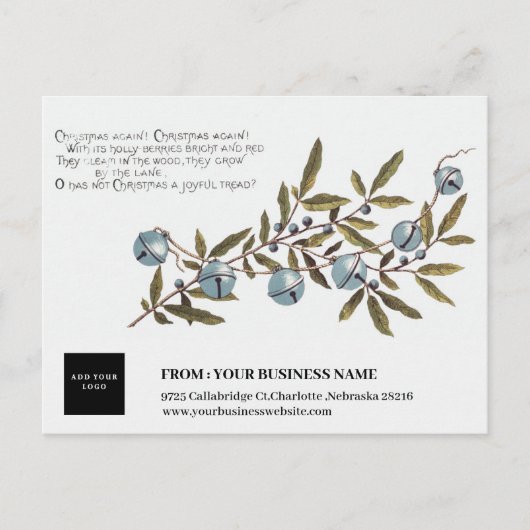 ヴィンテージクリスマスブルーベリーのロ企業のゴ シーズンポストカード (正面)