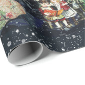 ヴィンテージクリスマスブルー雪の夜 ラッピングペーパー (ロールコーナー)