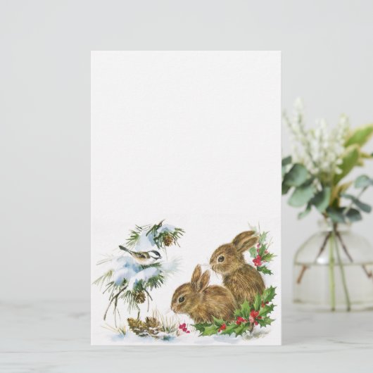 ヴィンテージクリスマスブンニー文房具 便箋 (スタンド正面)