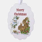 ヴィンテージクリスマスブンニー紙オーナメントカード オーナメントカード (左)