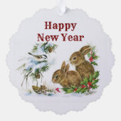 ヴィンテージクリスマスブンニー紙オーナメントカード オーナメントカード (裏面)