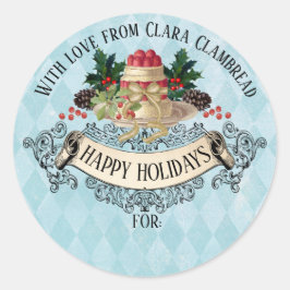 ヴィンテージクリスマスプディングのクリスマスステッカー ラウンドシール