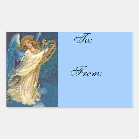 ヴィンテージクリスマスプレゼントラベルシール 長方形シール (正面)