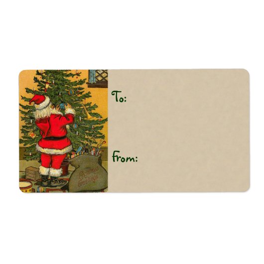ヴィンテージクリスマスプレゼントラベル – 大 ラベル (正面)