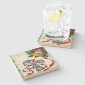 ヴィンテージクリスマスプレゼント ストーンコースター (横)