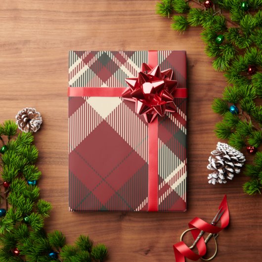 ヴィンテージクリスマスプレッドレッドホリデイ ラッピングペーパー (クリスマスギフト)