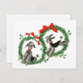 ヴィンテージクリスマスプードルズレトロホリデイ シーズンポストカード (正面/裏面)