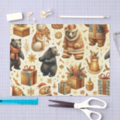 ヴィンテージクリスマスベア 薄葉紙 (クラフト)